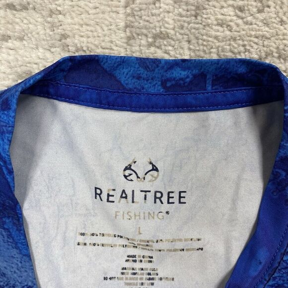 Realtree Shirt Blue Camo Performance Breathable Fishing Long Sleeve Size Large - Picture 6 of 7